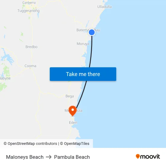 Maloneys Beach to Pambula Beach map