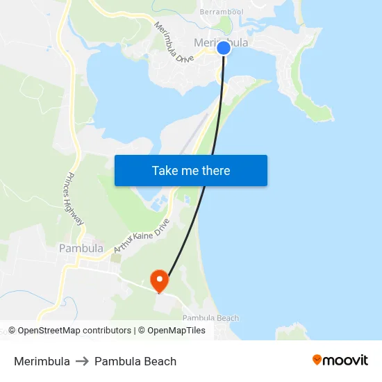 Merimbula to Pambula Beach map