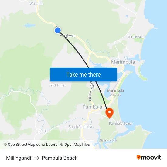 Millingandi to Pambula Beach map