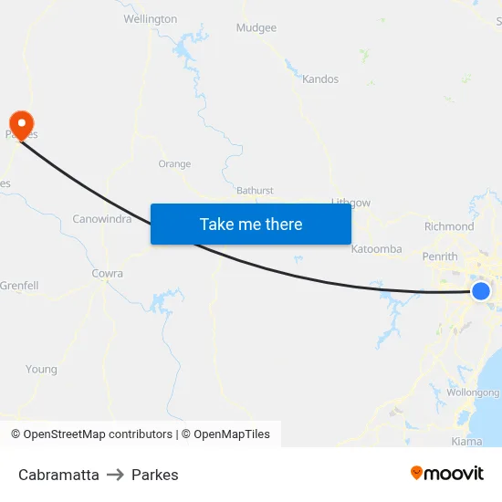 Cabramatta to Parkes map