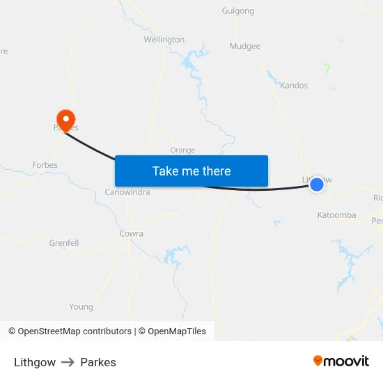 Lithgow to Parkes map