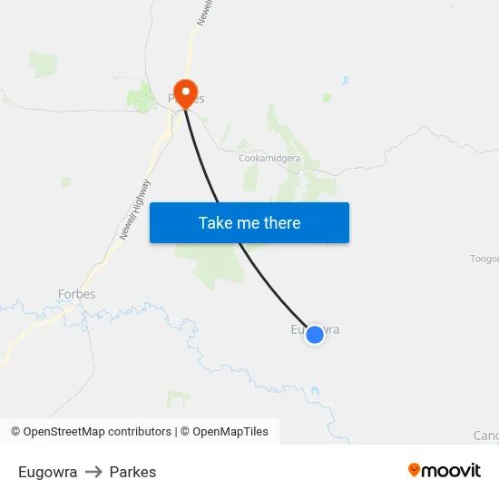 Eugowra to Parkes map