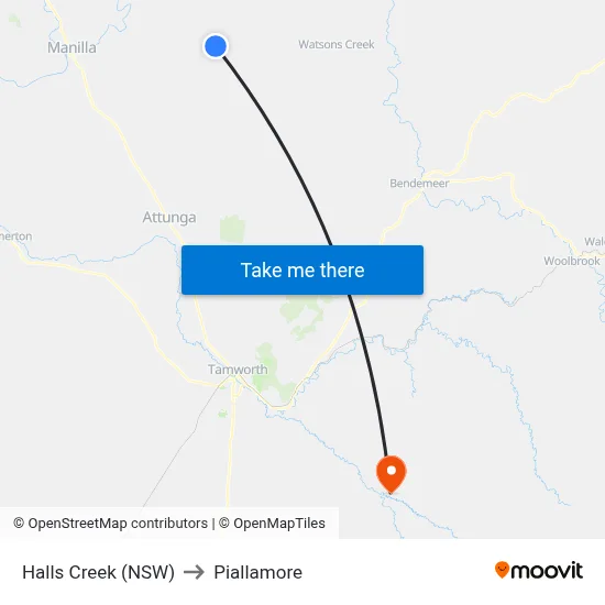 Halls Creek (NSW) to Piallamore map
