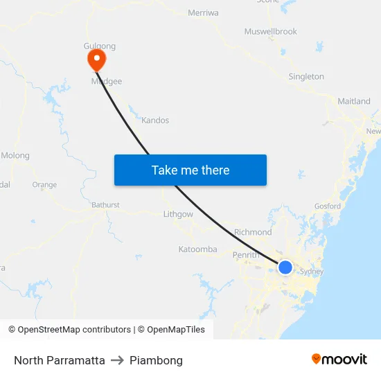 North Parramatta to Piambong map