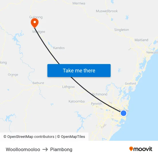 Woolloomooloo to Piambong map