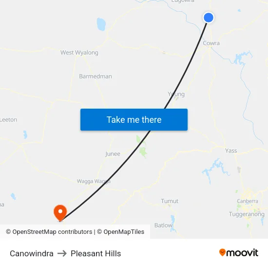 Canowindra to Pleasant Hills map
