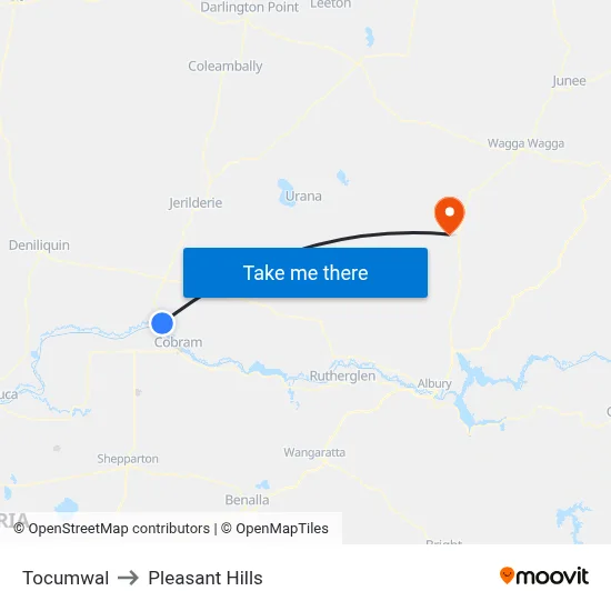 Tocumwal to Pleasant Hills map