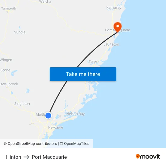 Hinton to Port Macquarie map