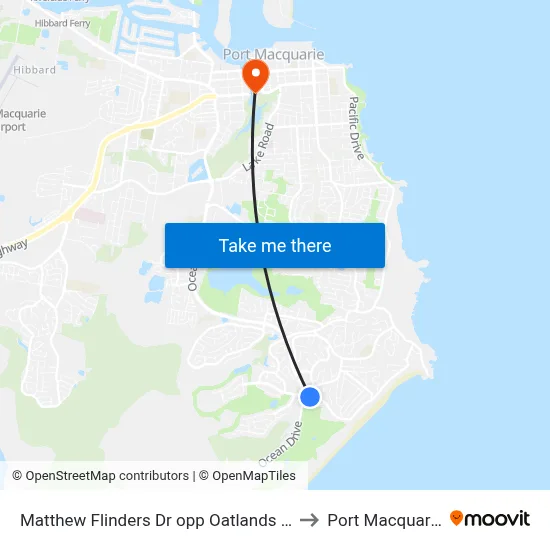 Matthew Flinders Dr opp Oatlands St to Port Macquarie map