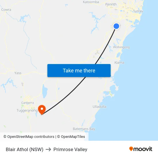 Blair Athol (NSW) to Primrose Valley map