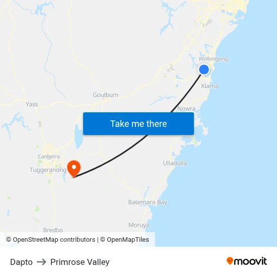Dapto to Primrose Valley map