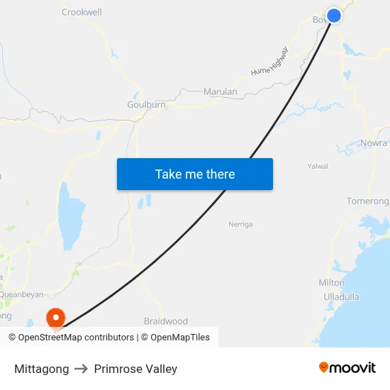 Mittagong to Primrose Valley map