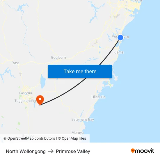 North Wollongong to Primrose Valley map
