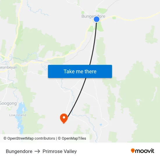 Bungendore to Primrose Valley map