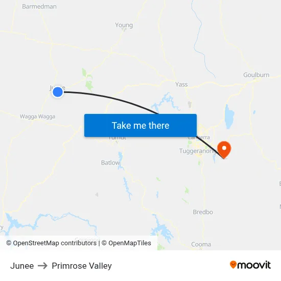 Junee to Primrose Valley map