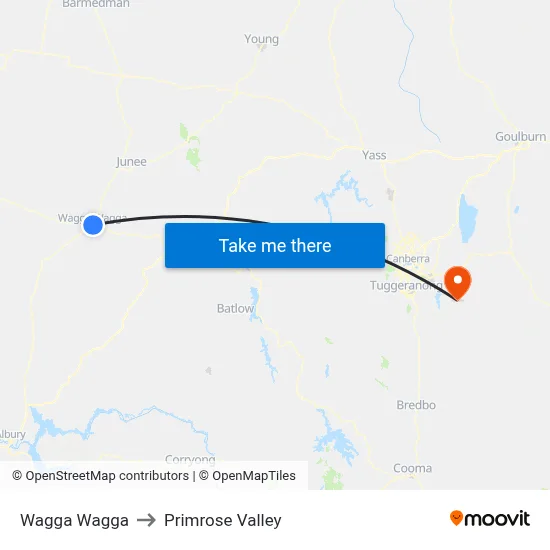 Wagga Wagga to Primrose Valley map