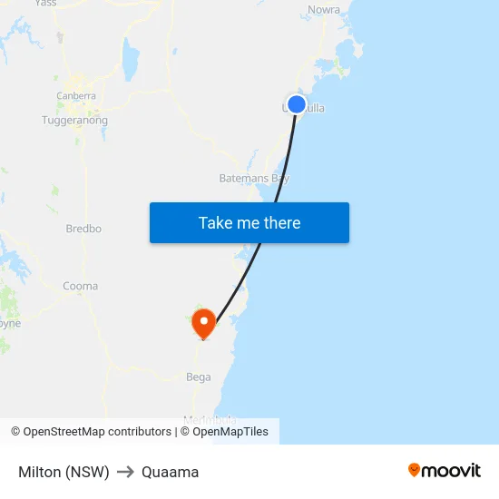 Milton (NSW) to Quaama map