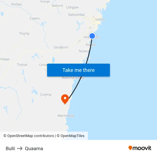 Bulli to Quaama map