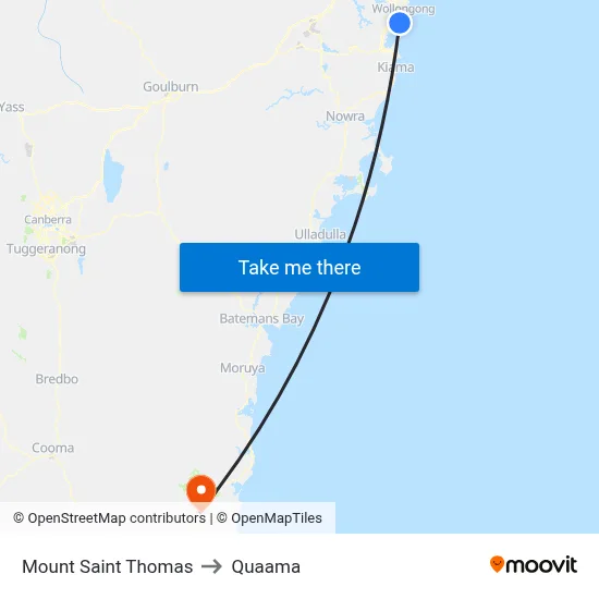 Mount Saint Thomas to Quaama map