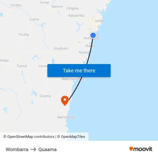 Wombarra to Quaama map