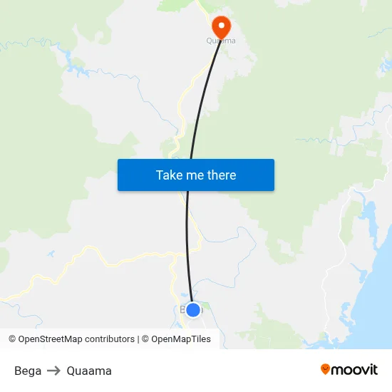Bega to Quaama map