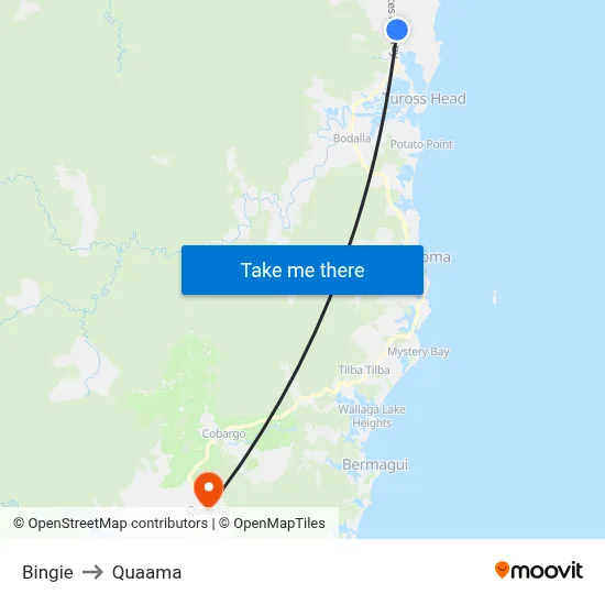 Bingie to Quaama map