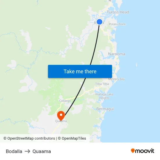 Bodalla to Quaama map