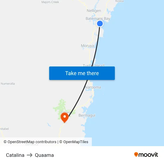 Catalina to Quaama map
