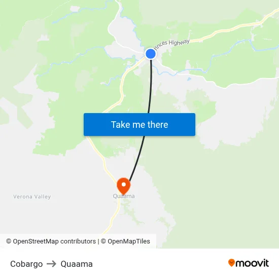 Cobargo to Quaama map