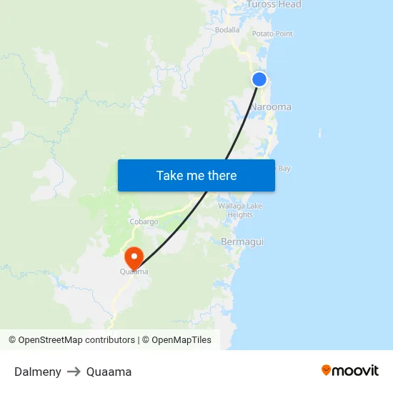 Dalmeny to Quaama map