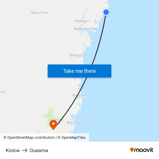 Kioloa to Quaama map