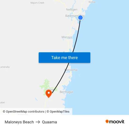 Maloneys Beach to Quaama map