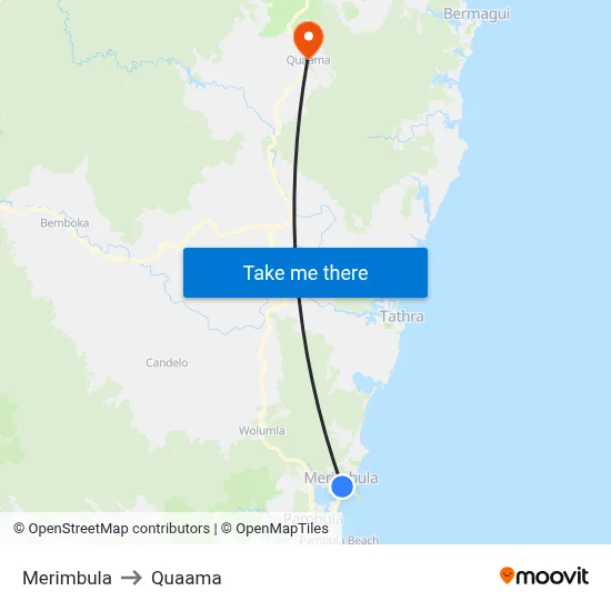 Merimbula to Quaama map