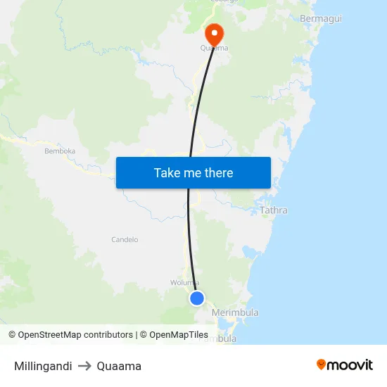 Millingandi to Quaama map