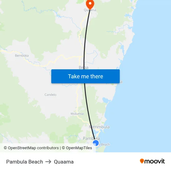 Pambula Beach to Quaama map