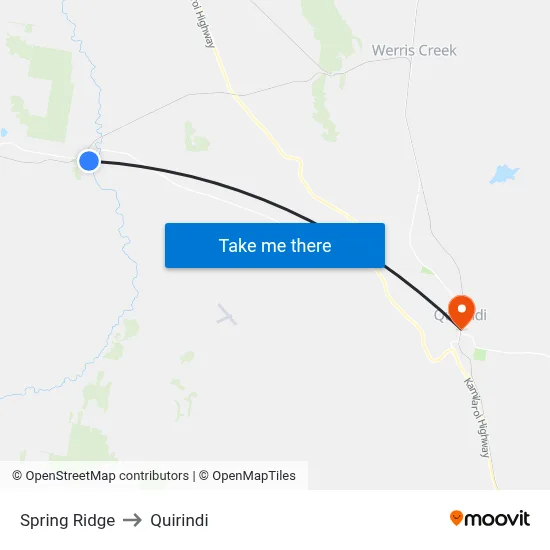 Spring Ridge to Quirindi map