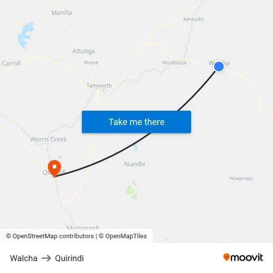 Walcha to Quirindi map