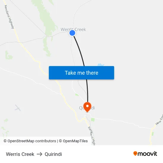 Werris Creek to Quirindi map
