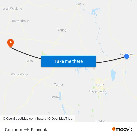 Goulburn to Rannock map