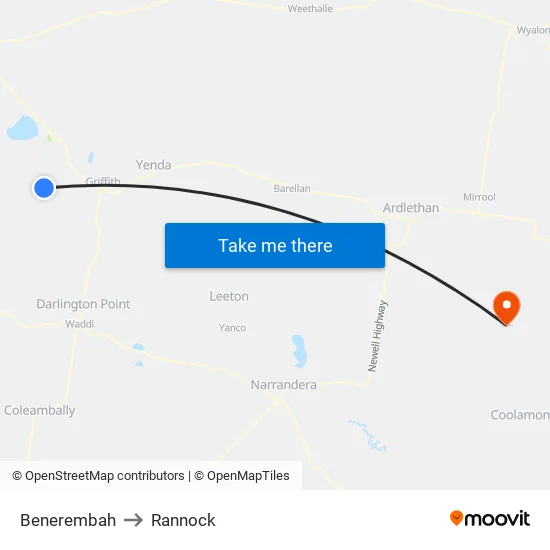 Benerembah to Rannock map