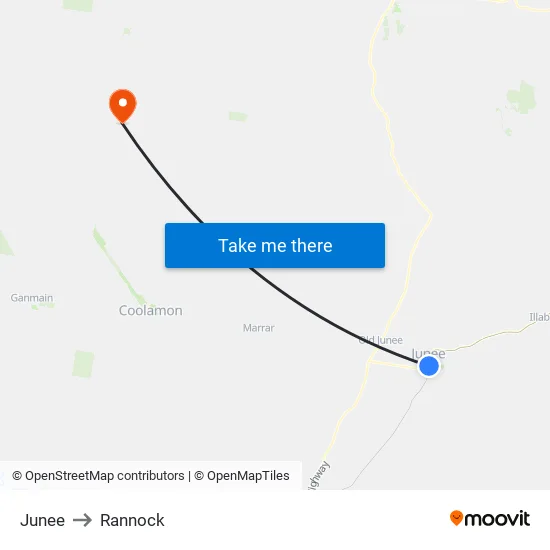 Junee to Rannock map