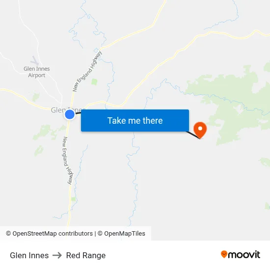 Glen Innes to Red Range map