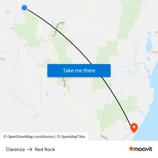 Clarenza to Red Rock map