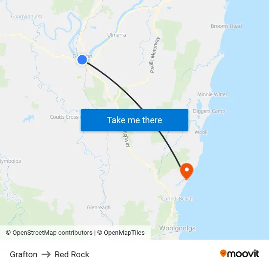 Grafton to Red Rock map