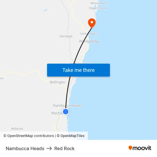 Nambucca Heads to Red Rock map
