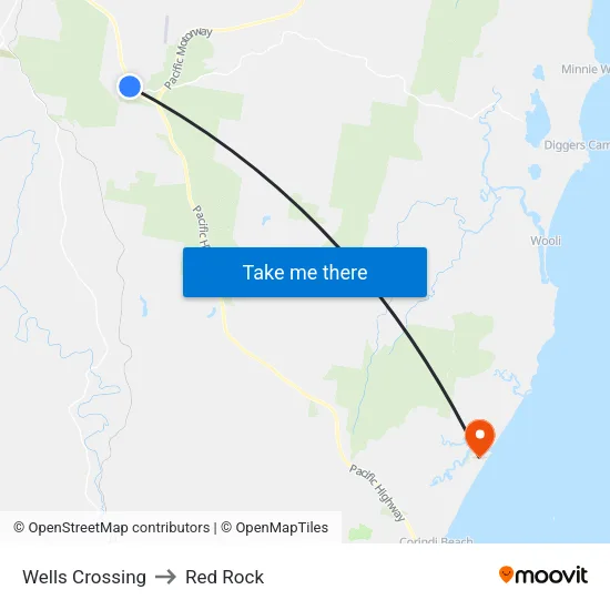 Wells Crossing to Red Rock map
