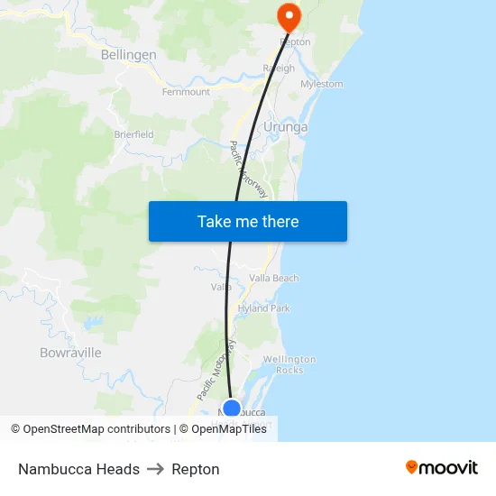 Nambucca Heads to Repton map
