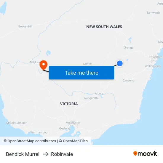 Bendick Murrell to Robinvale map