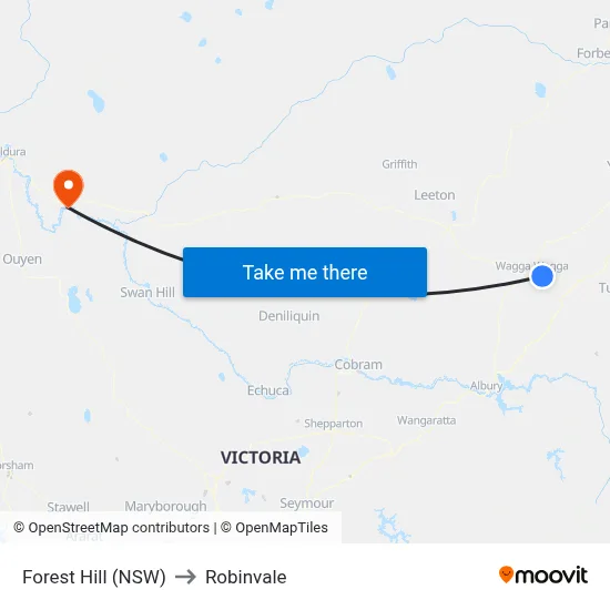 Forest Hill (NSW) to Robinvale map