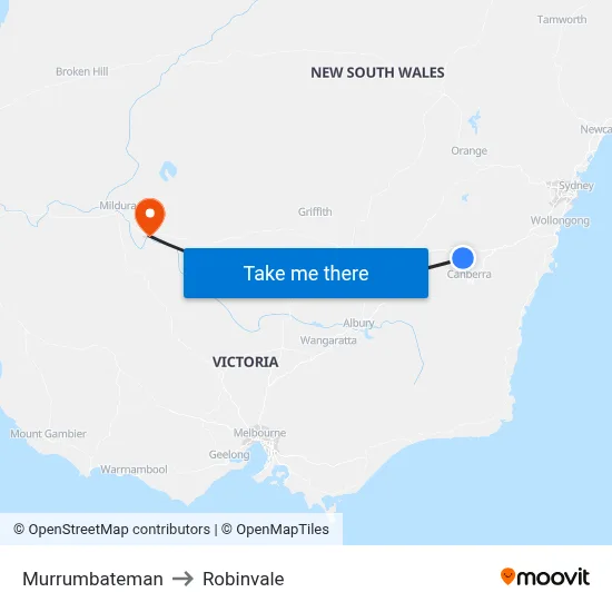 Murrumbateman to Robinvale map